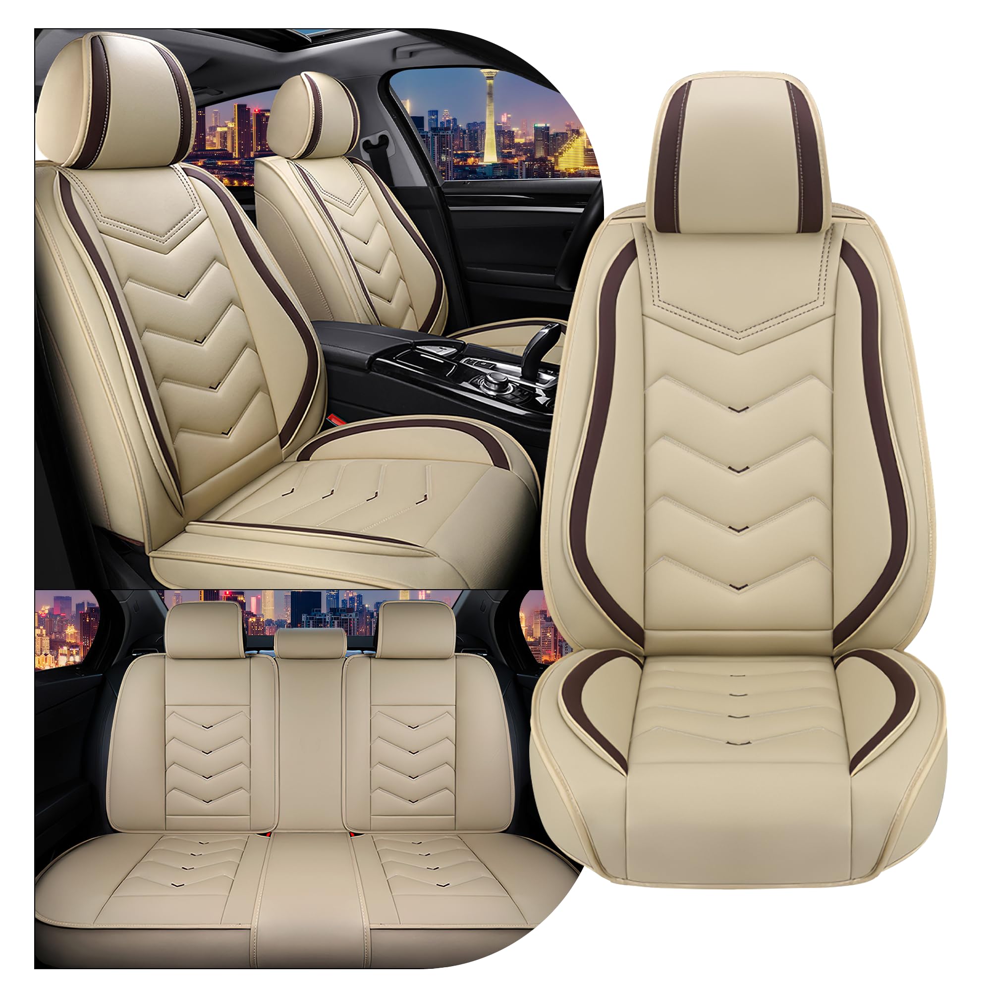 CTDS Honda Civic front classic beige seat cover for durable protection and style.