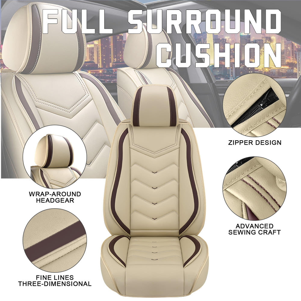 CTDS Honda Civic front luxury beige seat cover for comfort and premium look.
