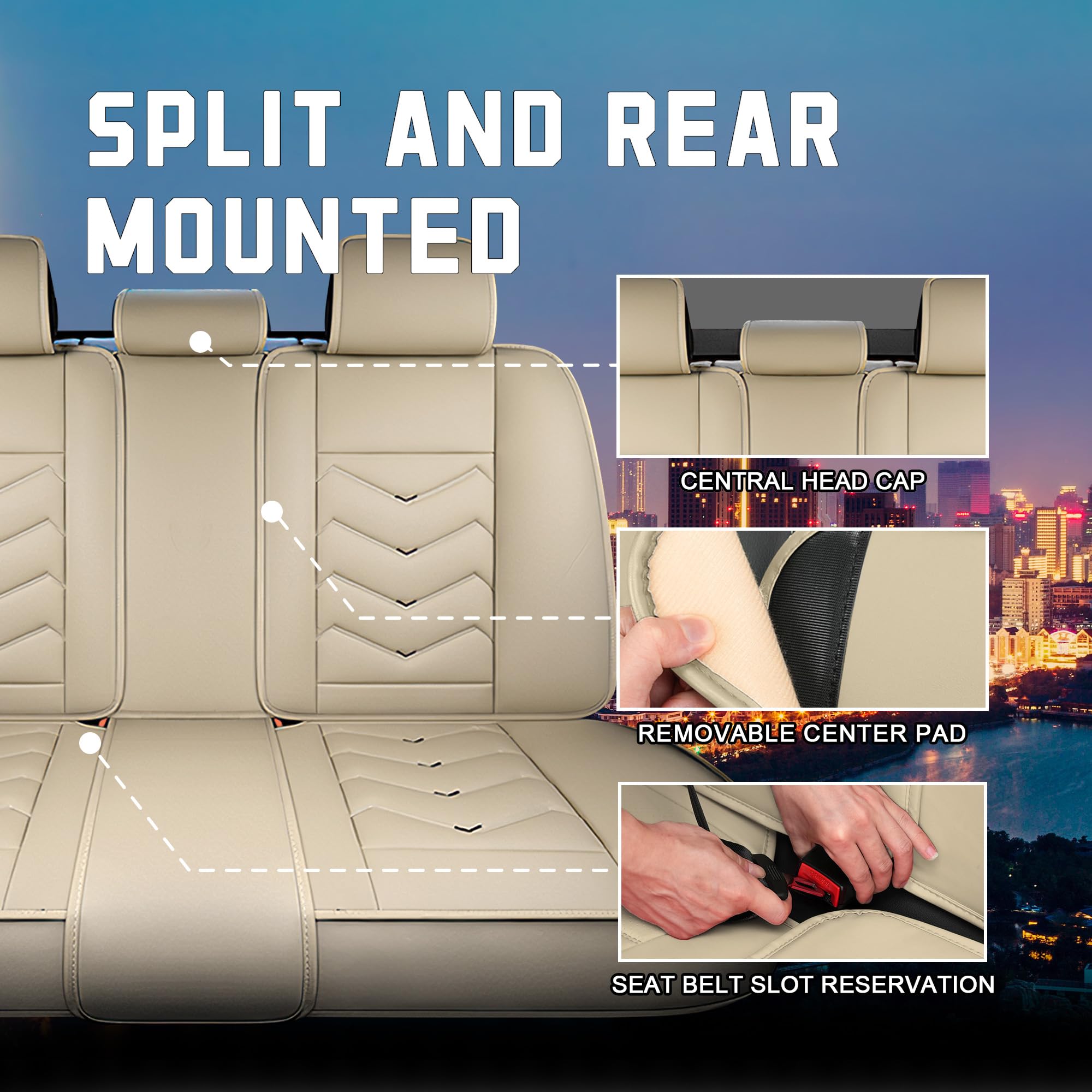 CTDS headrest beige complements the seat cover with neck support.