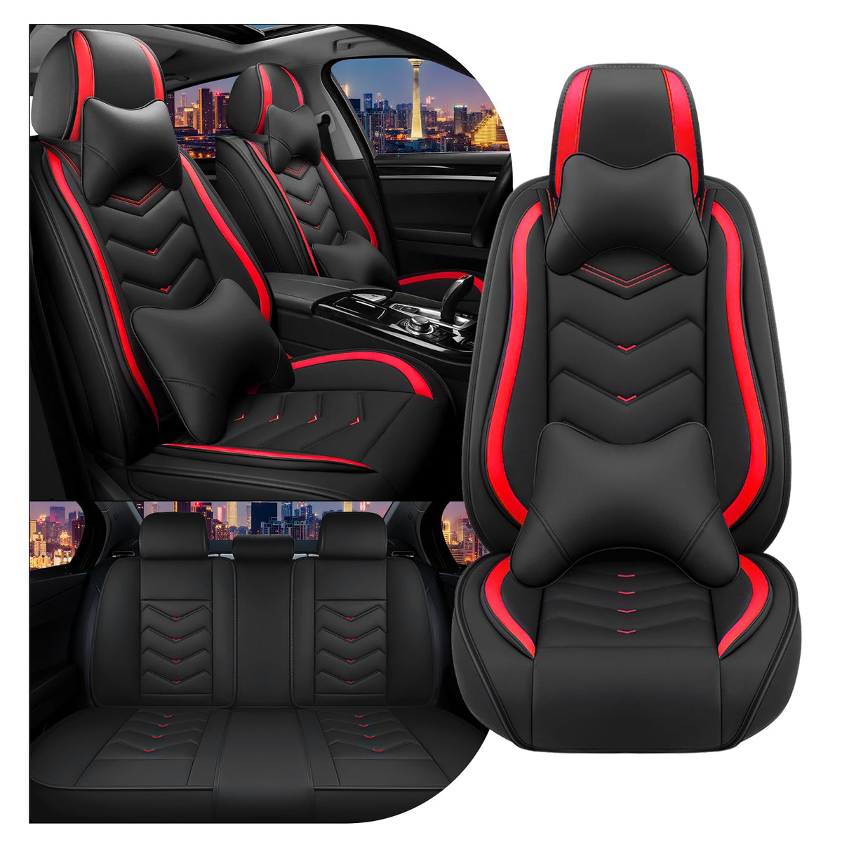CTDS Honda Civic seat cover front view in premium leather