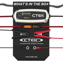 CTEK MXS 5.0 side ports for easy, accessible cable connections.