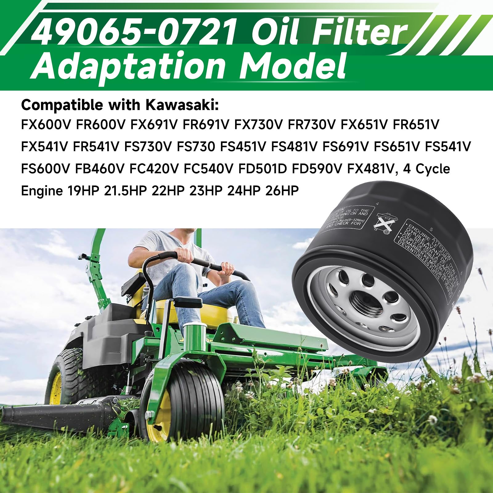 CTLLKG 49065-0721 oil filter label lists compatible models clearly