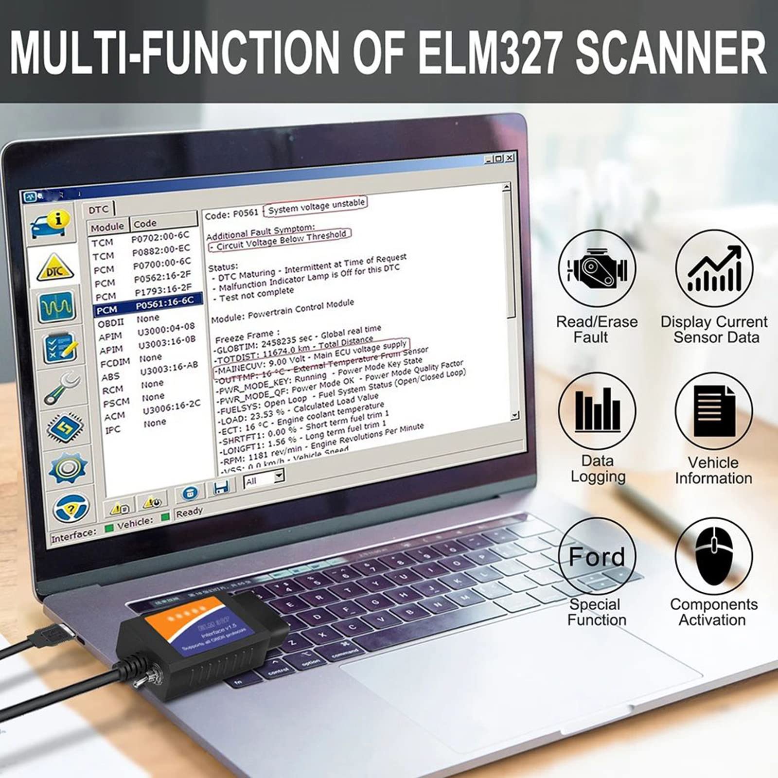 CTobd Elm327 setup shows USB driver and FScan software requirements on Windows.