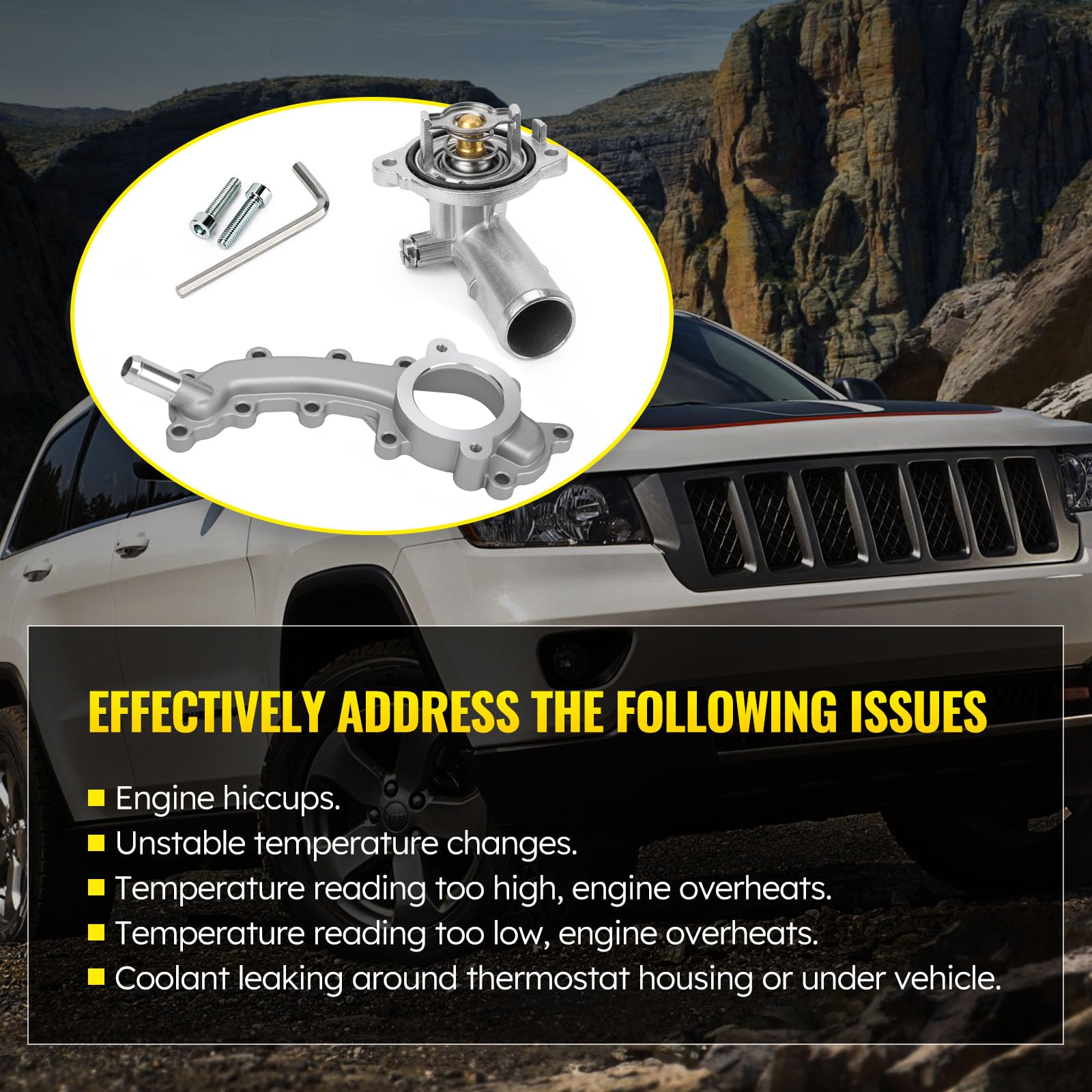 C-Tzu Dodge Durango thermostat housing replacement image highlighting improved cooling system compatibility.