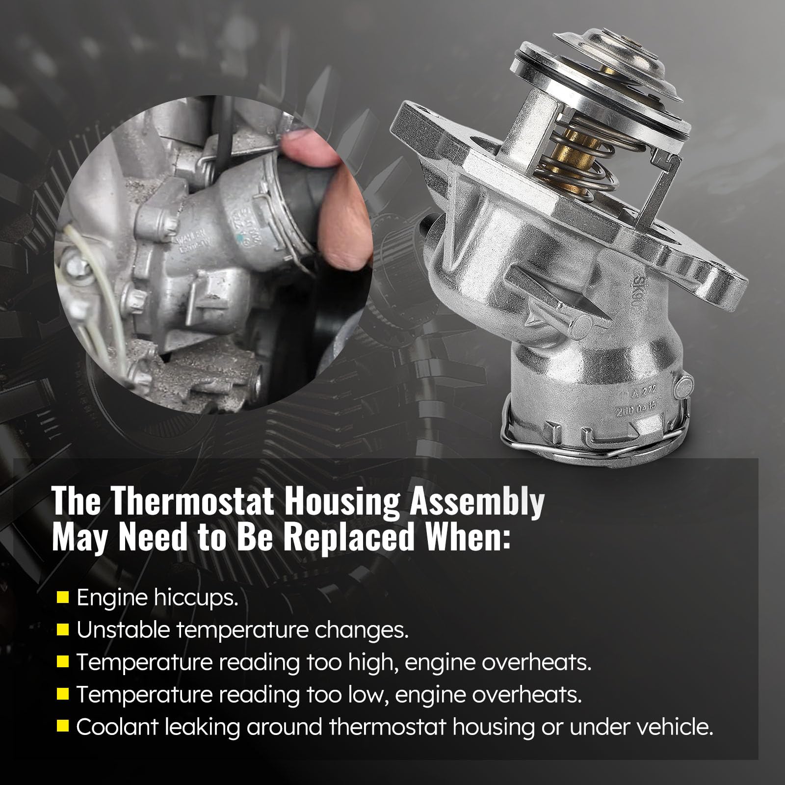 C-Tzu thermostat housing sensors detail aids coolant flow control.