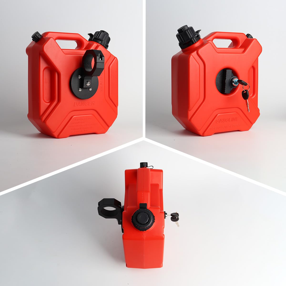 CUCNEXT portable fuel tank fits cars, motorcycles, SUVs, ATVs securely.