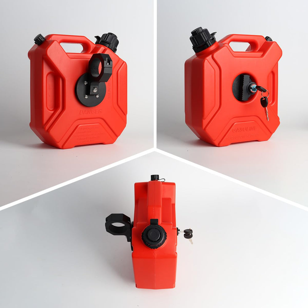 CUCNEXT portable fuel tank fits cars, motorcycles, SUVs, ATVs securely.