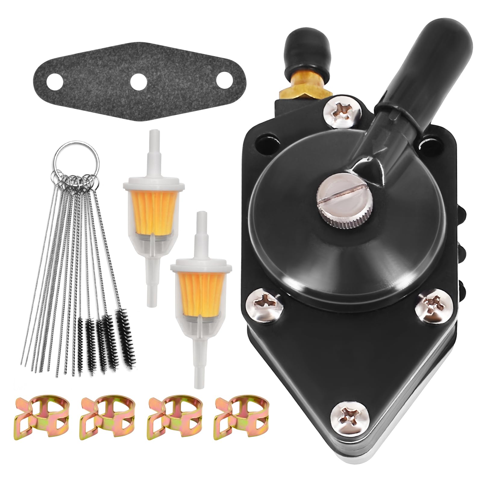 CULMKARI fuel pump for Johnson Evinrude outboard showing broad compatibility across HP ranges