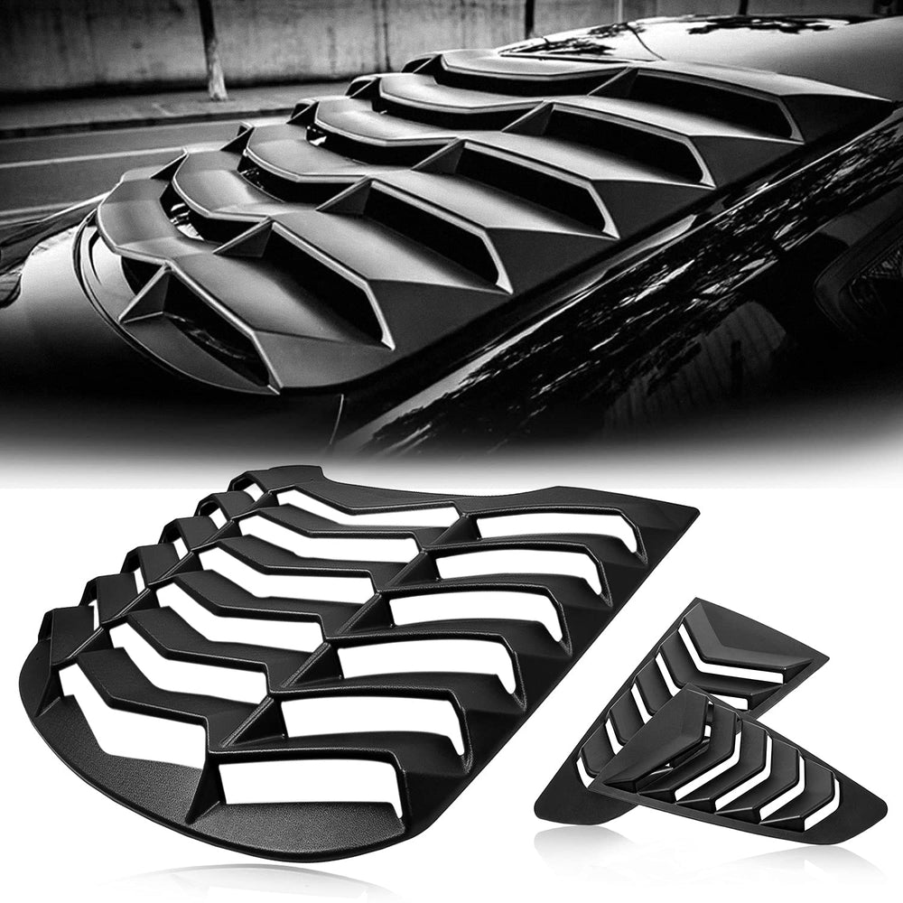 CUMART Mustang rear window louvers in matte black for a bold, aggressive look.
