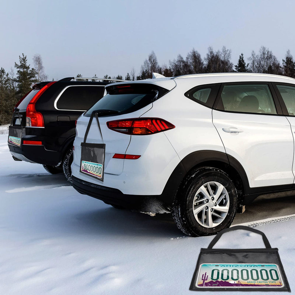 Cunno travel-ready license plate bag offers organized storage options on the go.