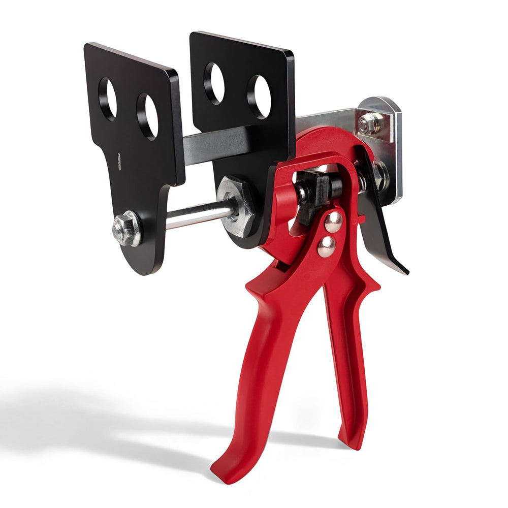 Cupbunny 4-piston brake caliper tool front view for quick pad replacement.