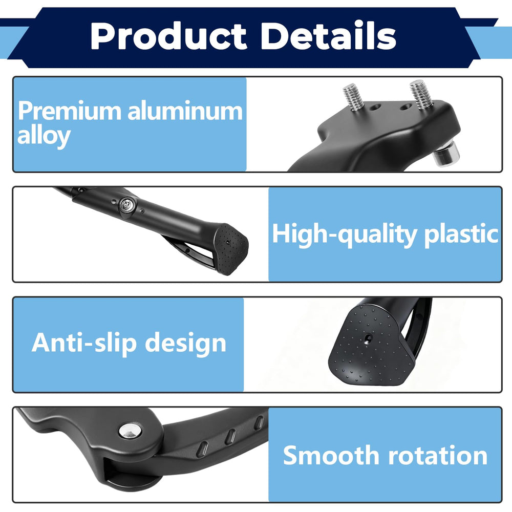 CuraceQ kickstand highlights durable aluminum alloy construction for daily riding.
