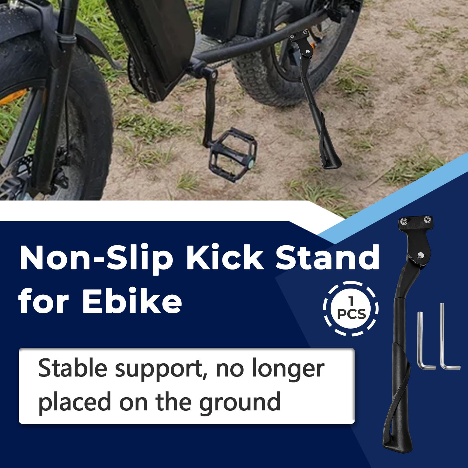 CuraceQ kickstand on Ridestar Q20 series bike demonstrating quick, secure parking.
