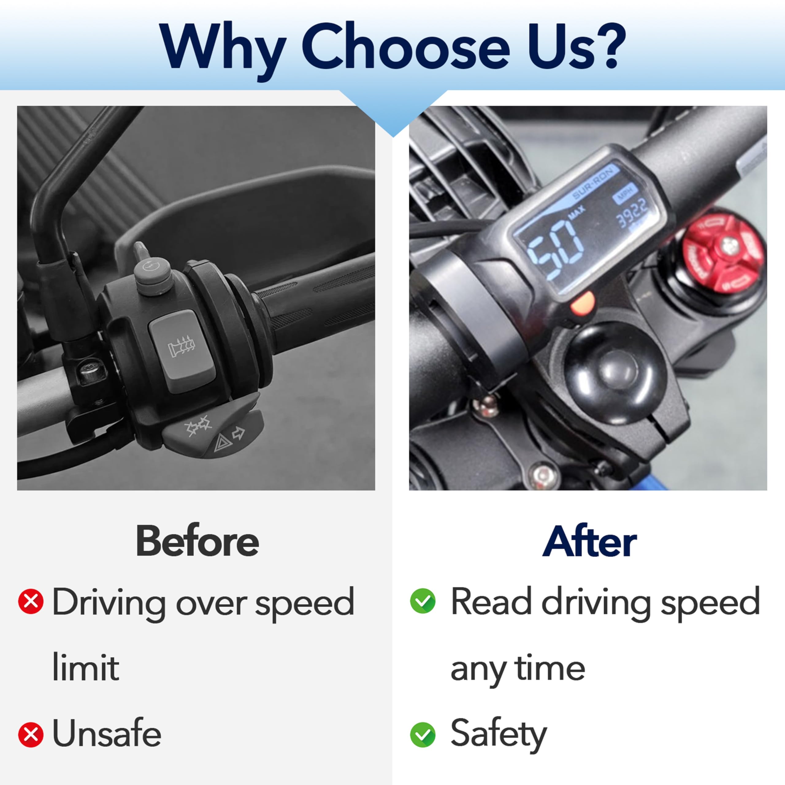 CuraceQ Surron durable ABS shell provides waterproof and impact-resistant protection.