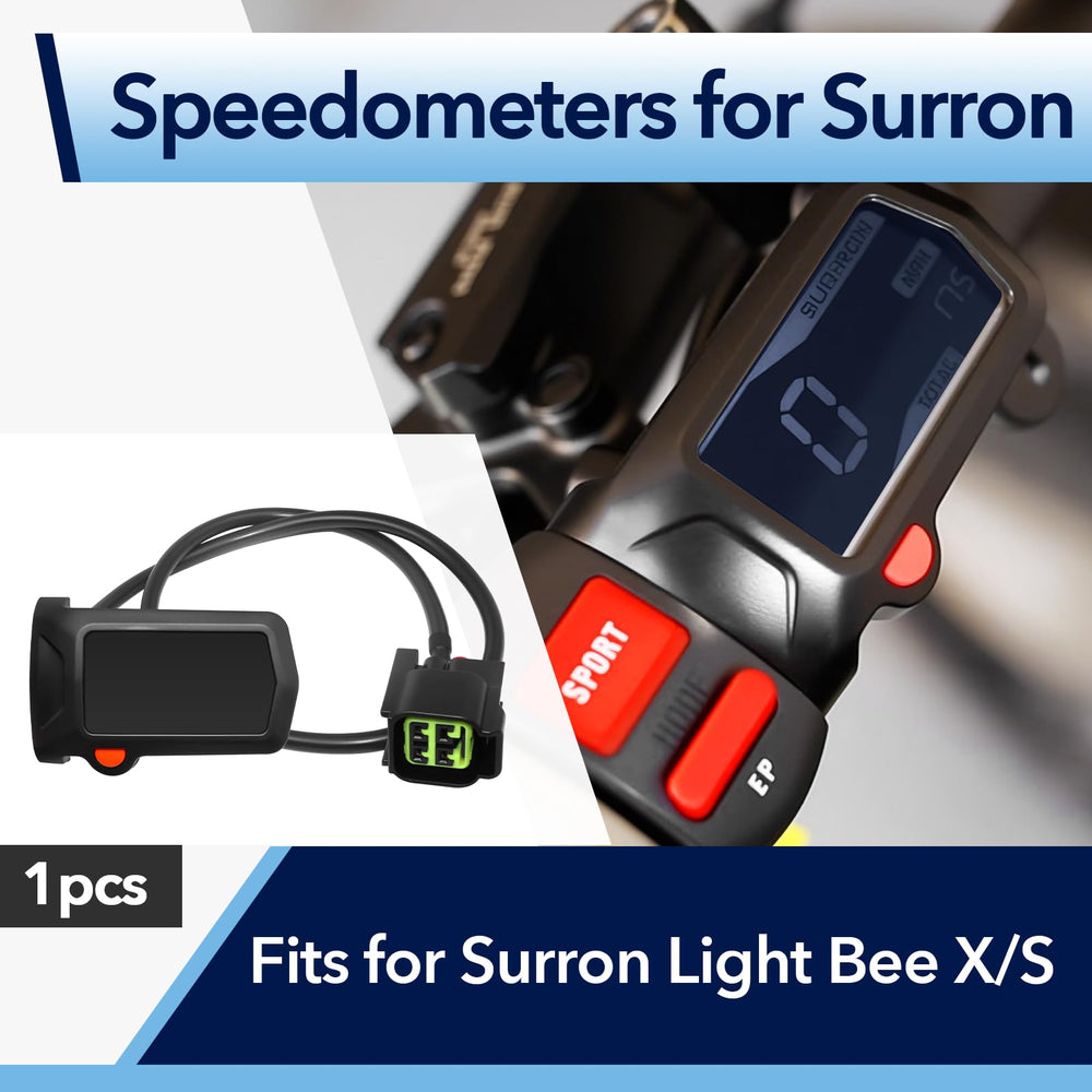 CuraceQ Surron hour meter readout helps track riding hours for timely maintenance.
