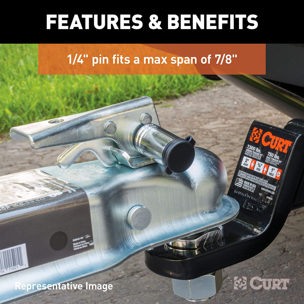 CURT 23523 chrome lock fits latch-type couplers up to 3-3/8 inches.