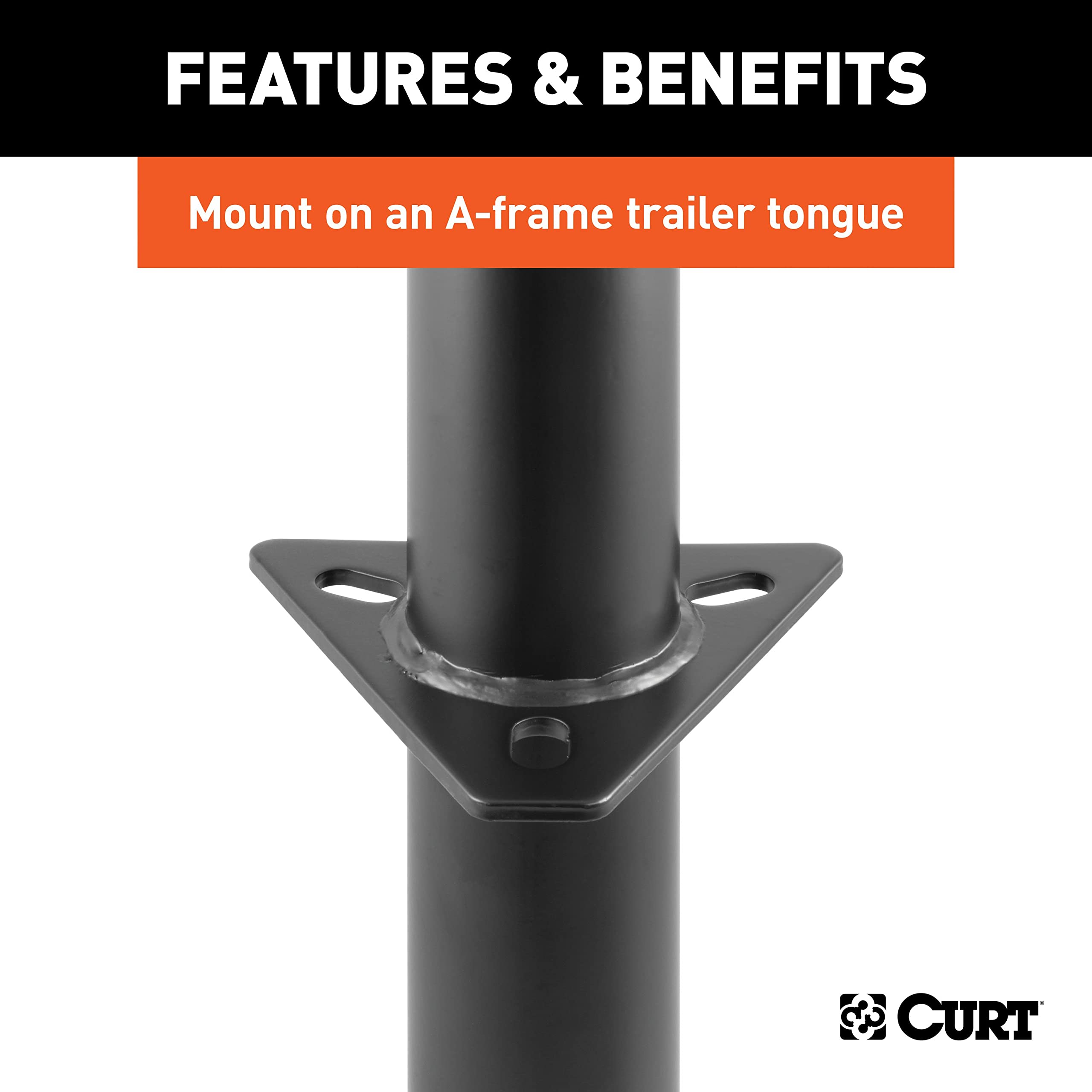 CURT 28200 vertical travel of 14-1/4 inches supports easy height adjustments.