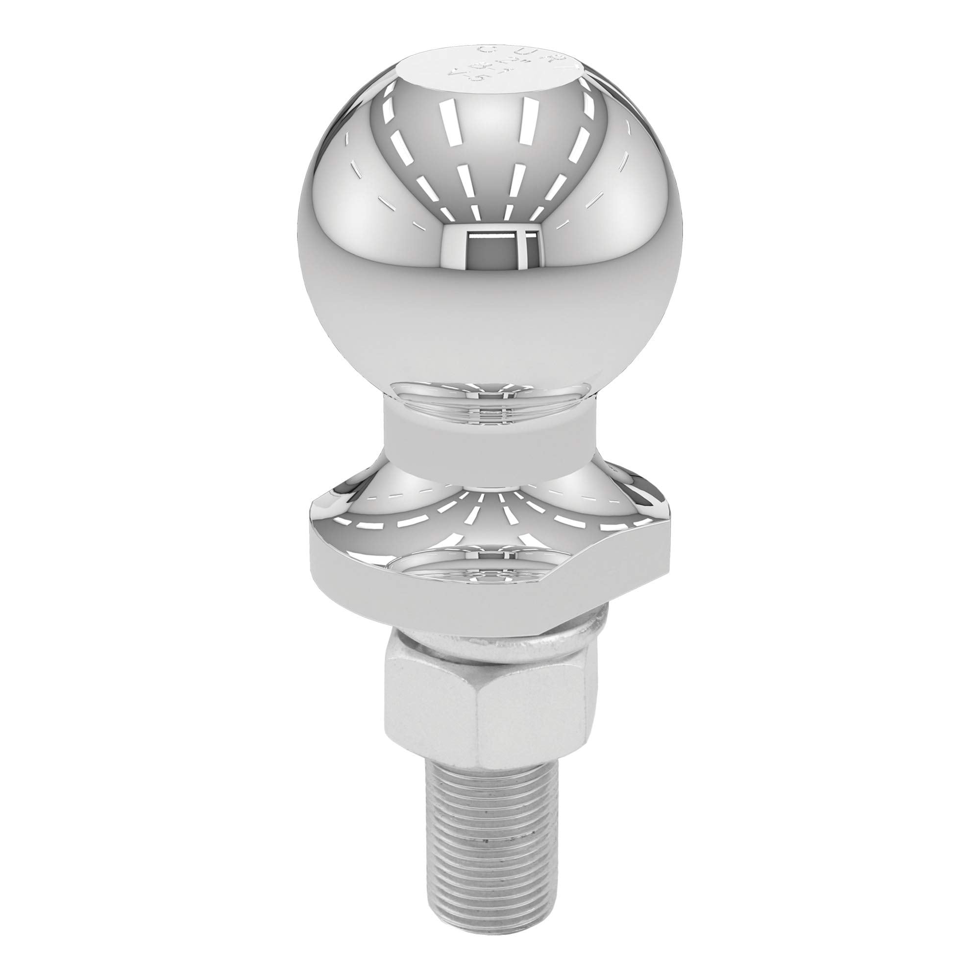 CURT 40018 chrome trailer hitch ball front view with polished finish.