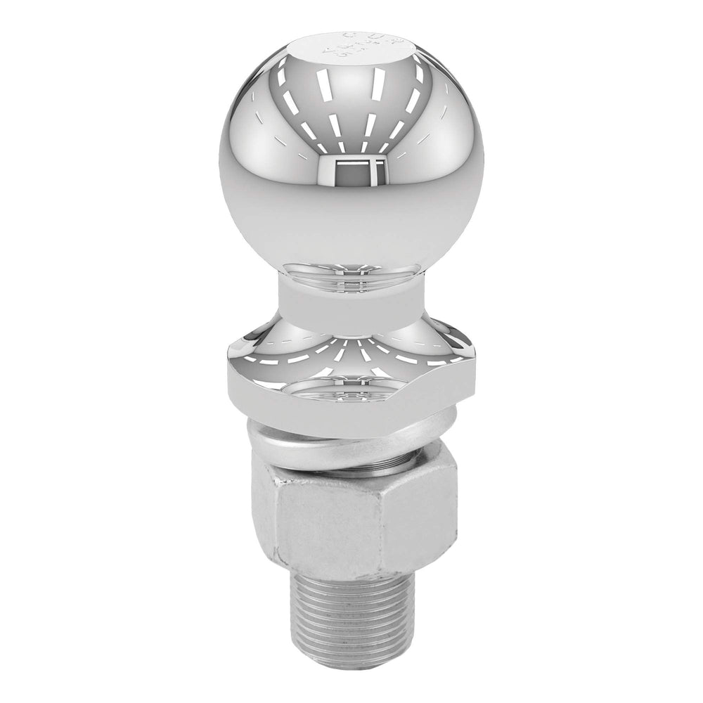 CURT 40038 chrome trailer hitch ball with 2-inch diameter for strong towing.