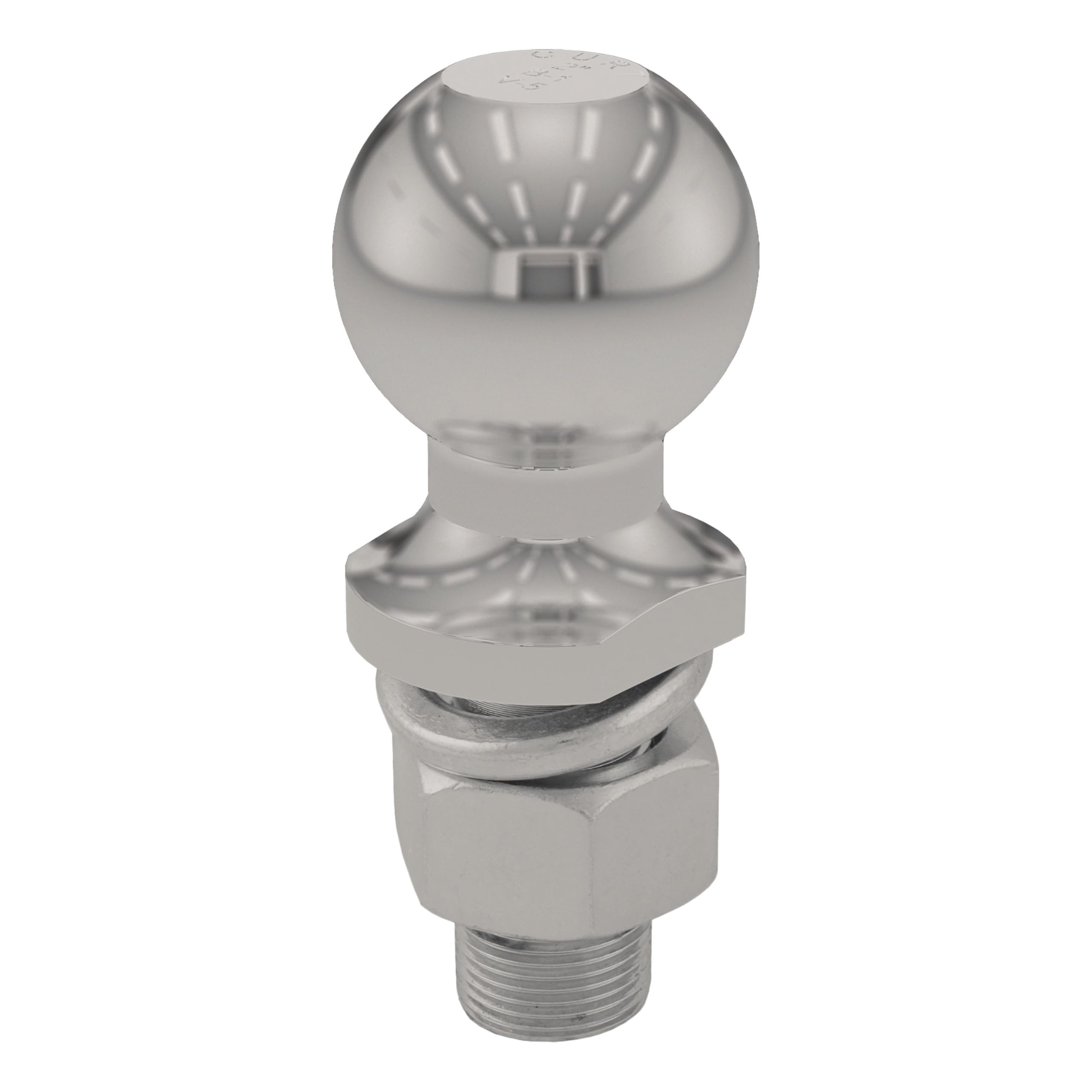 CURT 40053 stainless steel trailer hitch ball; 2-inch diameter for reliable towing on many trailers.