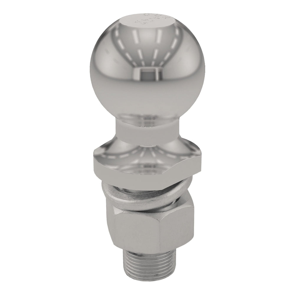 CURT 40053 stainless steel trailer hitch ball; 2-inch diameter for reliable towing on many trailers.