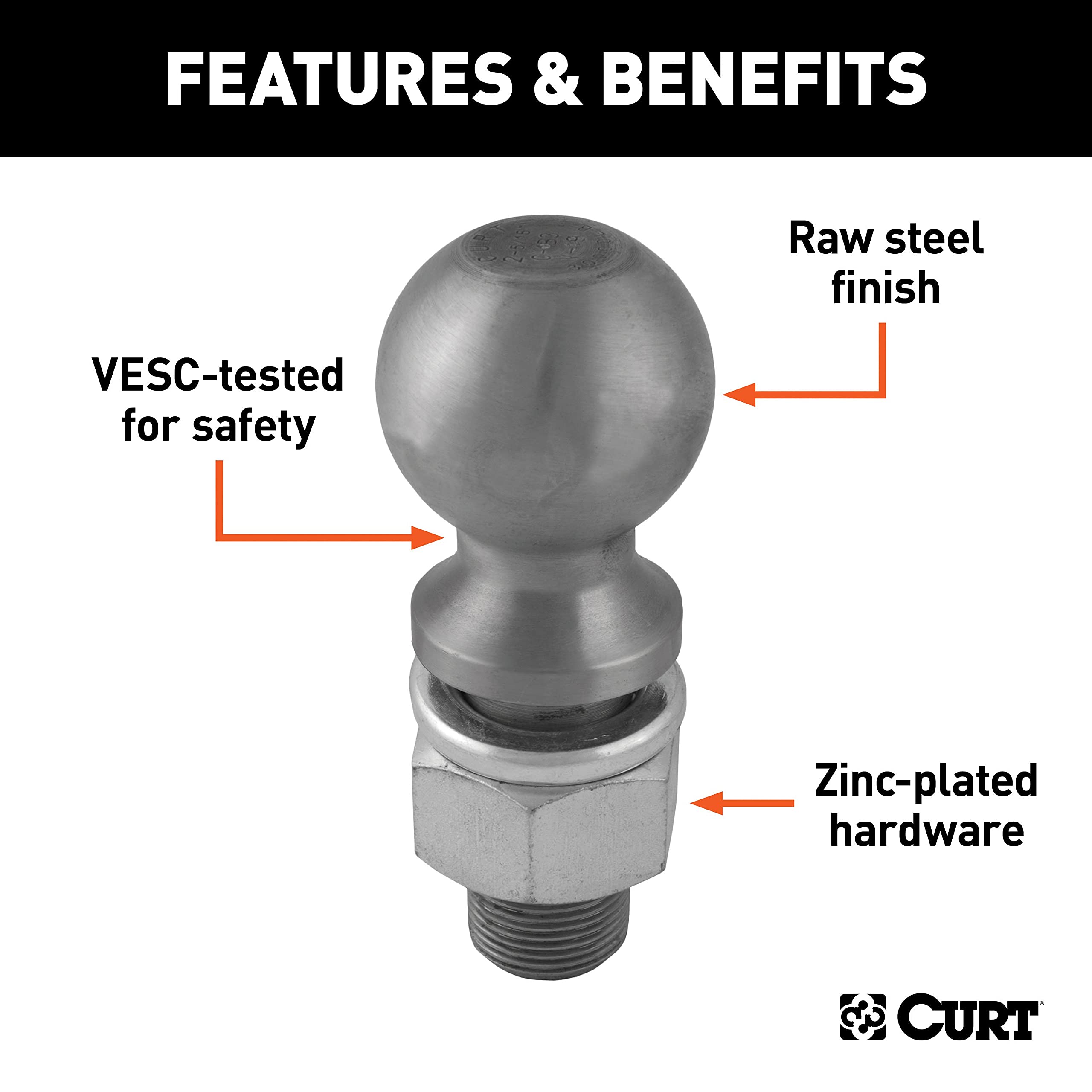CURT 40086 hardware with nut and lock washer supports secure installation.