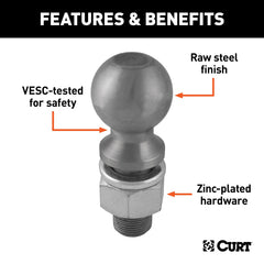 CURT 40086 hardware with nut and lock washer supports secure installation.