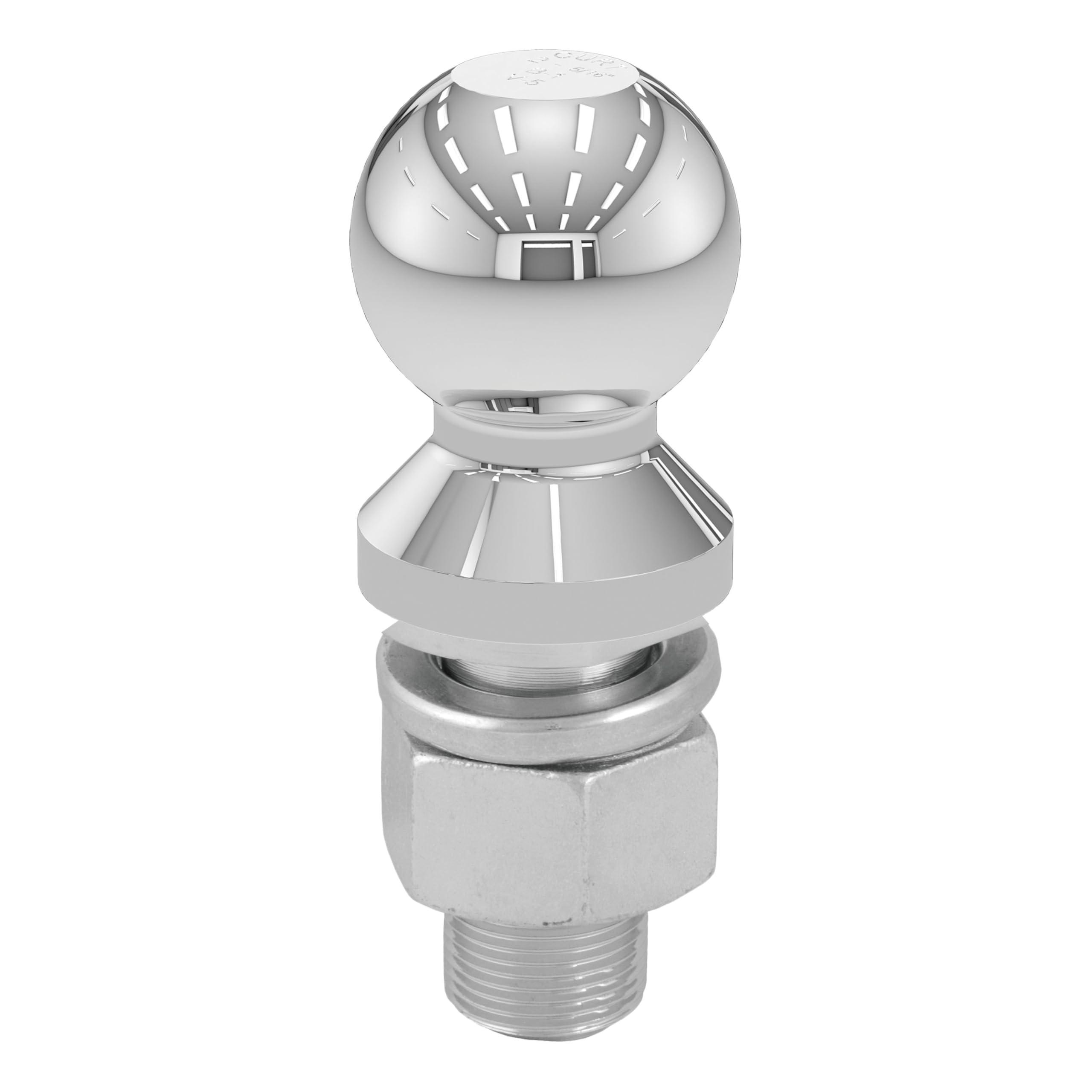 CURT 40109 chrome trailer ball and hardware illustrate secure installation and safe towing setup.