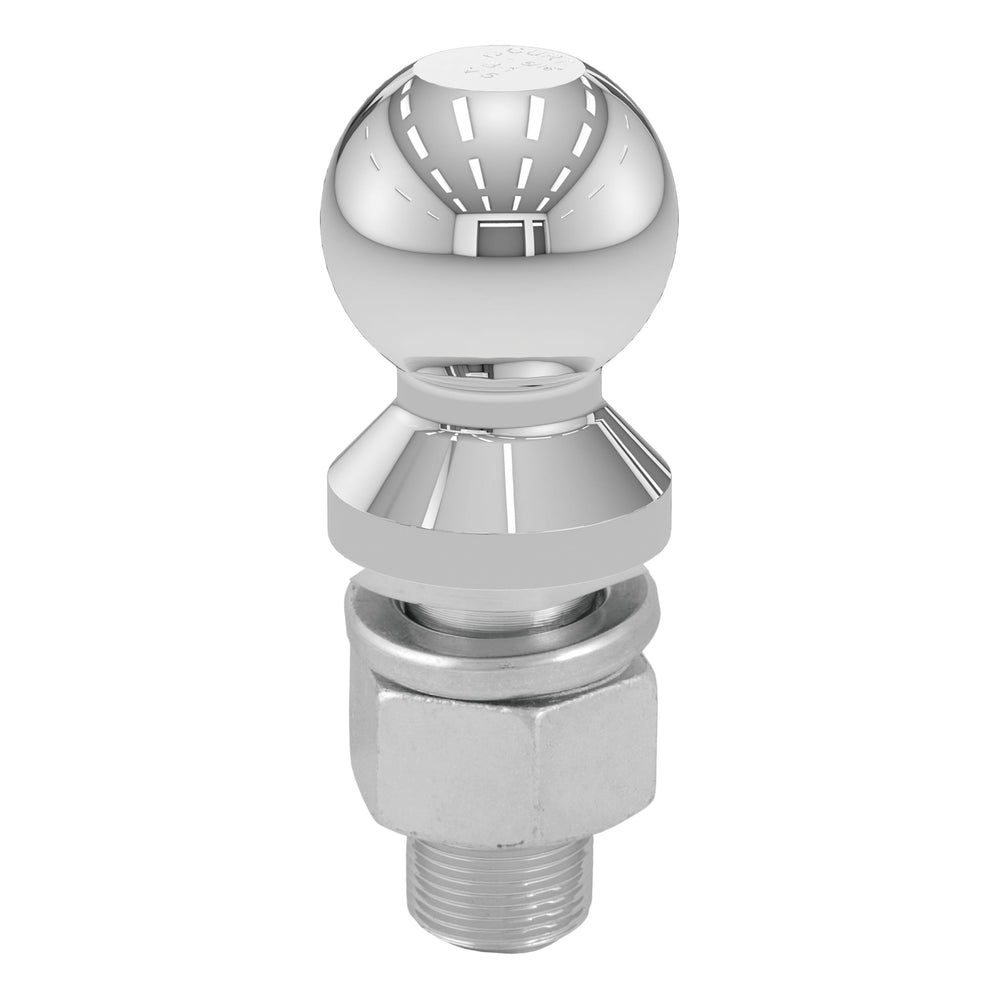 CURT 40109 chrome trailer ball and hardware illustrate secure installation and safe towing setup.