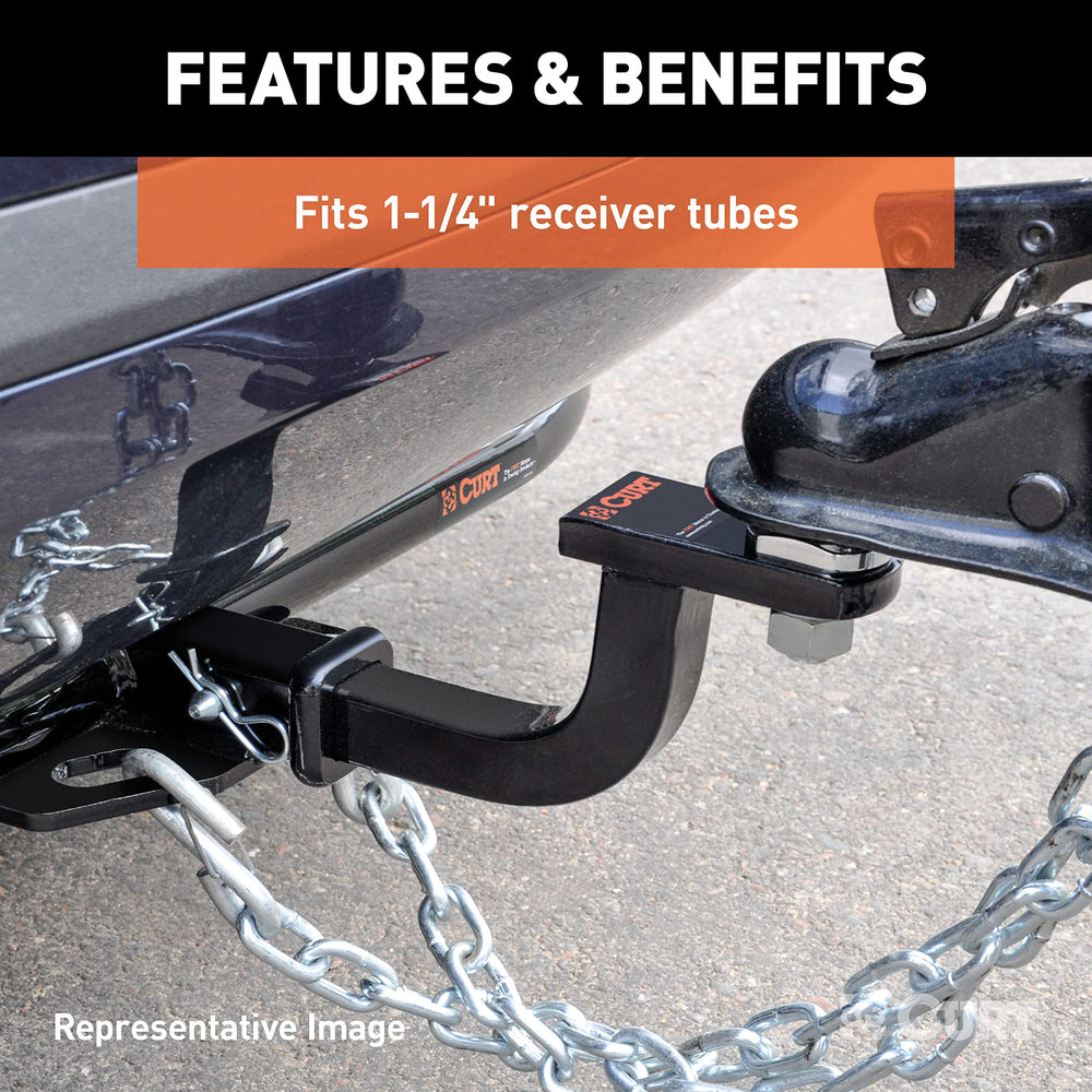 CURT 45018 shank view showcases easy installation into standard receivers.