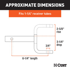 CURT 45027 drop-rise geometry enables level towing on select trailers.