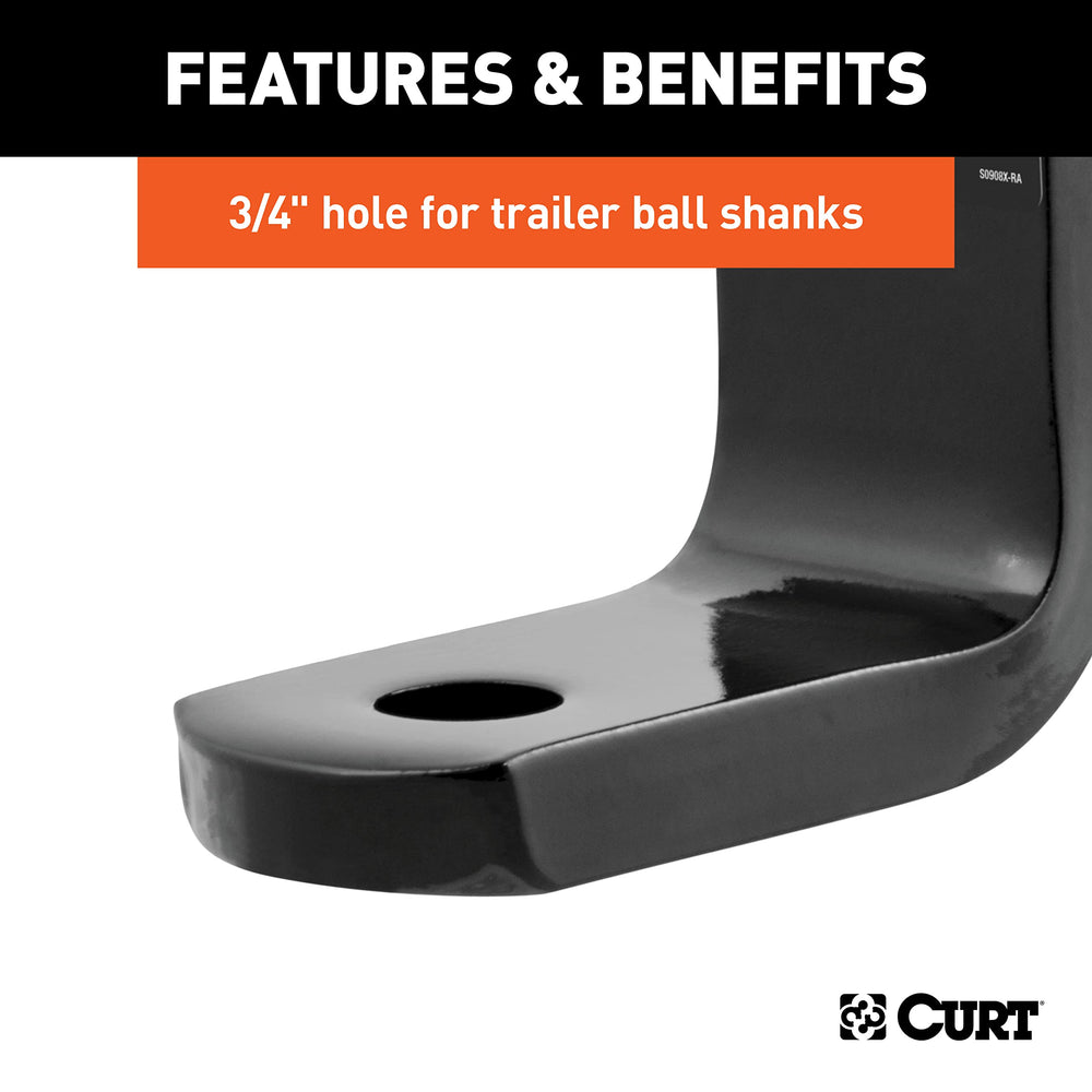 CURT ball mount black powder coat finish protects against corrosion and wear.