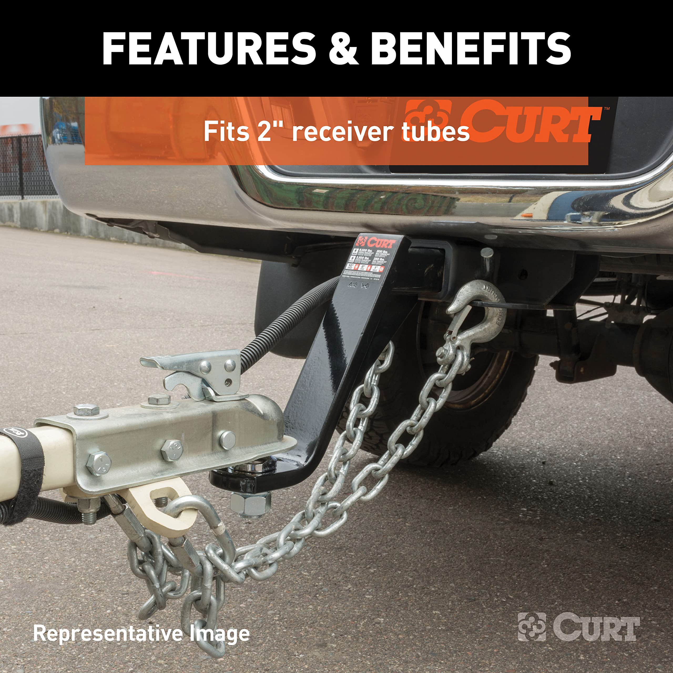 CURT 45090 8-inch drop configuration for level towing