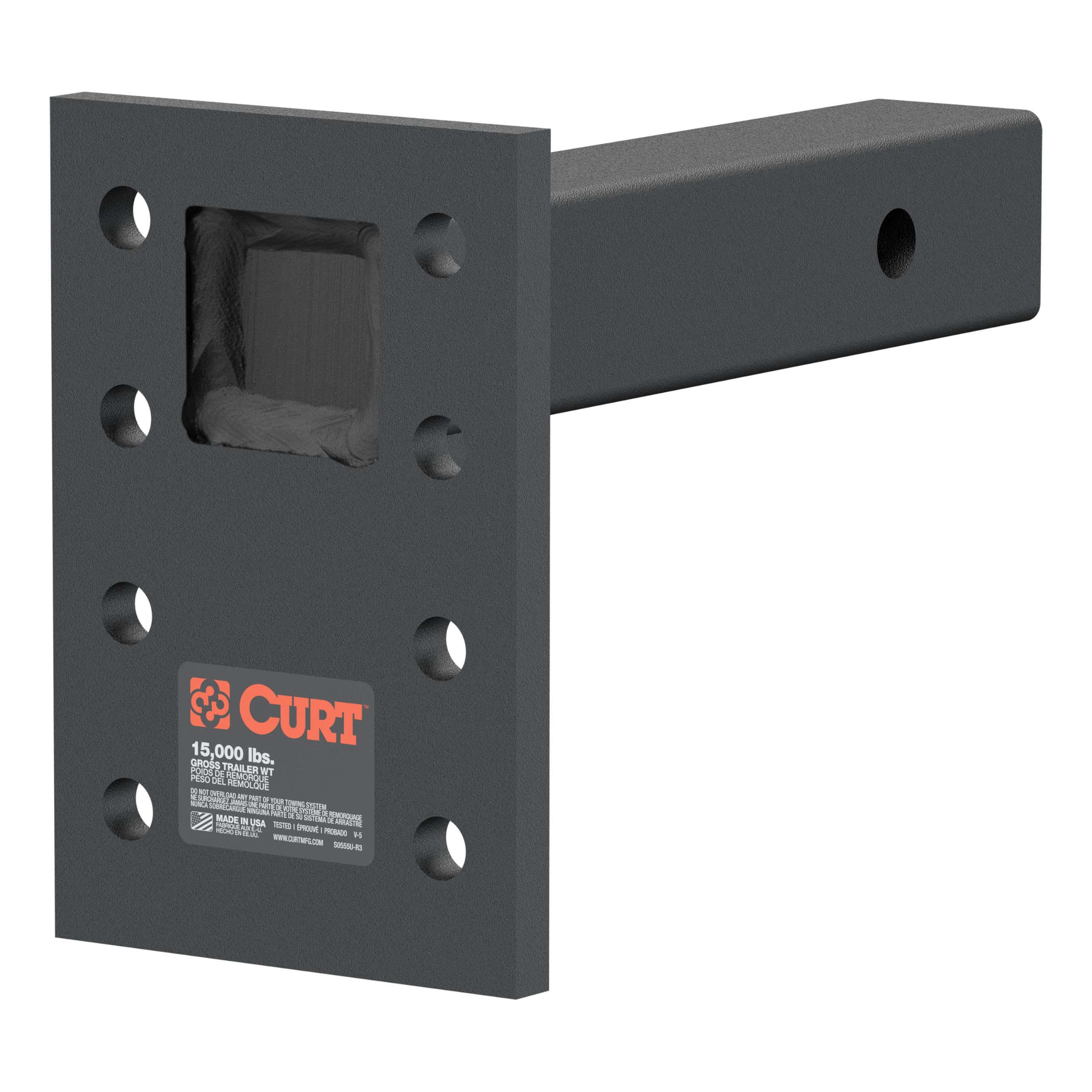 CURT 48325 adjustable pintle mount with 2-inch shank for versatile, level towing.
