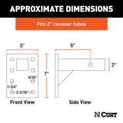 CURT 48325 pintle mount face plate shows three height options for precise leveling.