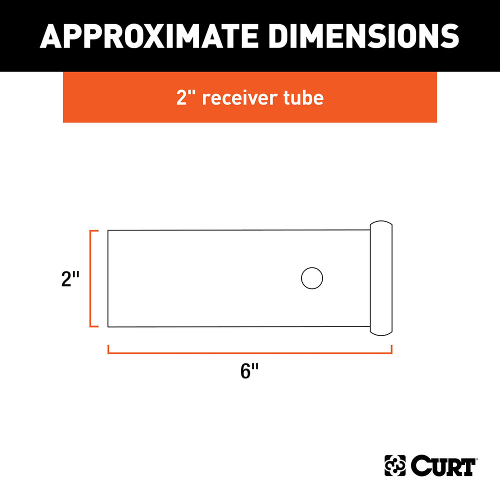 CURT 49060 receiver tube with a 2x2 opening for standard hitch accessories.