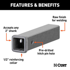 CURT 49120 receiver tube with reinforced collar for added strength during builds