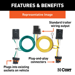 CURT 55540 T-Connector 4-way flat socket for trailer lights