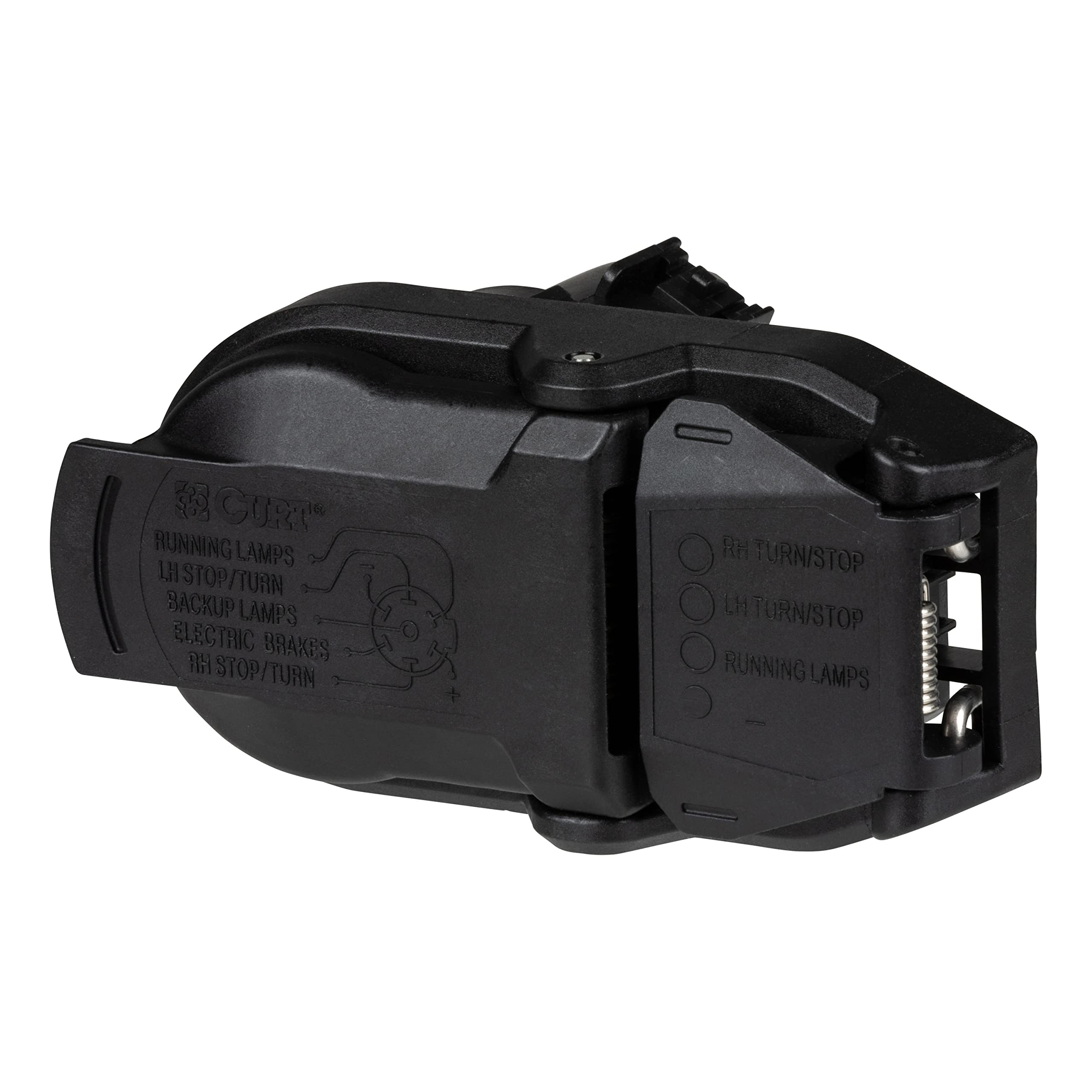 CURT 57020 USCAR connector back view; weather-resistant housing for outdoor use.