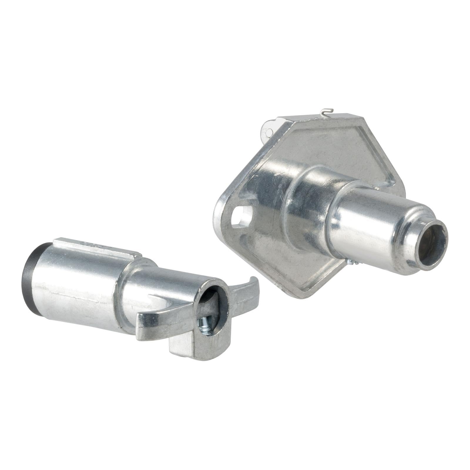CURT 58671 vehicle- and trailer-side 4-pin round connector for reliable tail light and turn signal connections.