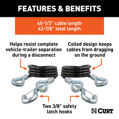 CURT spring-loaded lever snap hooks improve secure engagement during tow.