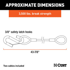 CURT safety cable with two pre-attached hooks for quick secure connections.