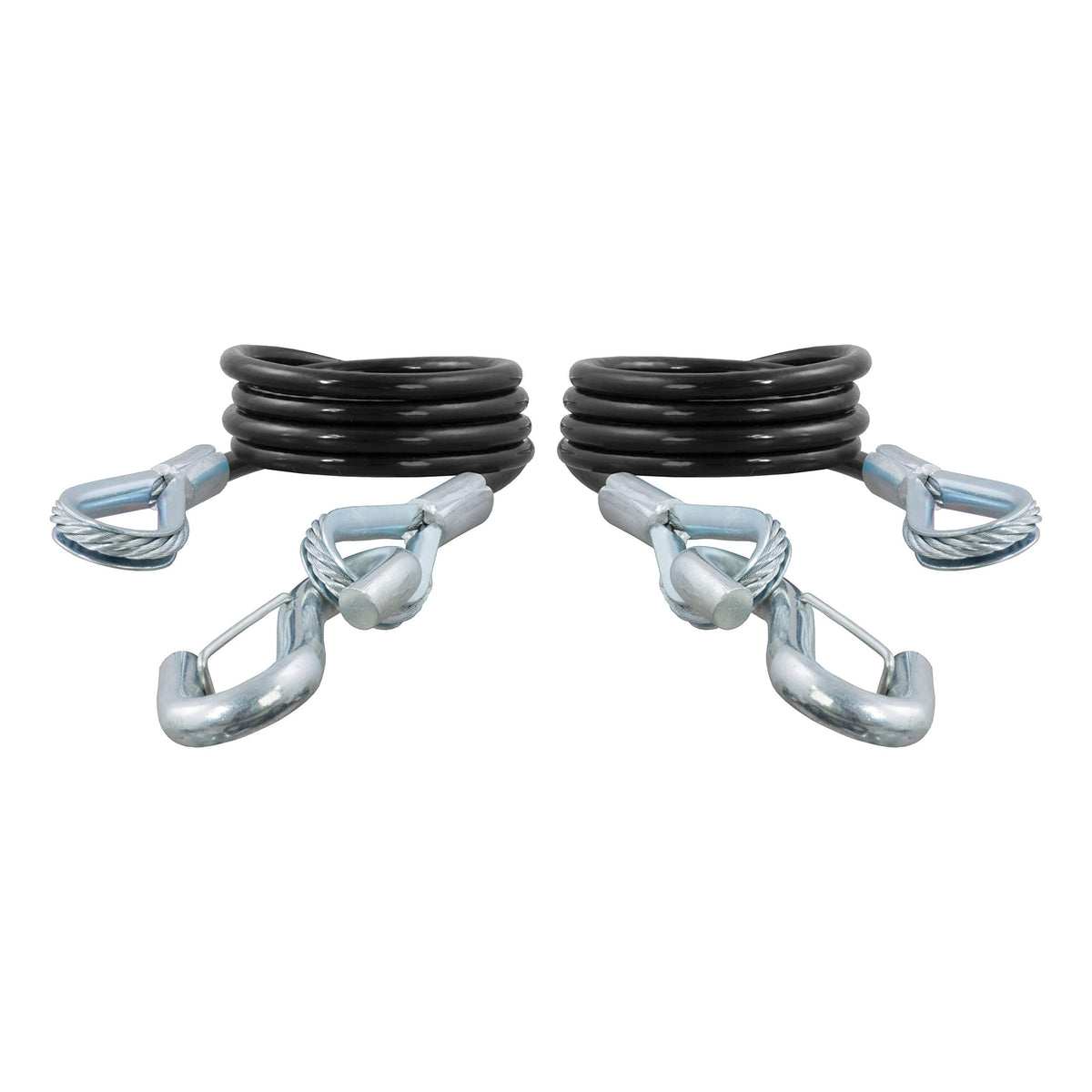 CURT vinyl-coated safety cable, 43-7/8 inch, resists rust for outdoor trailer towing.