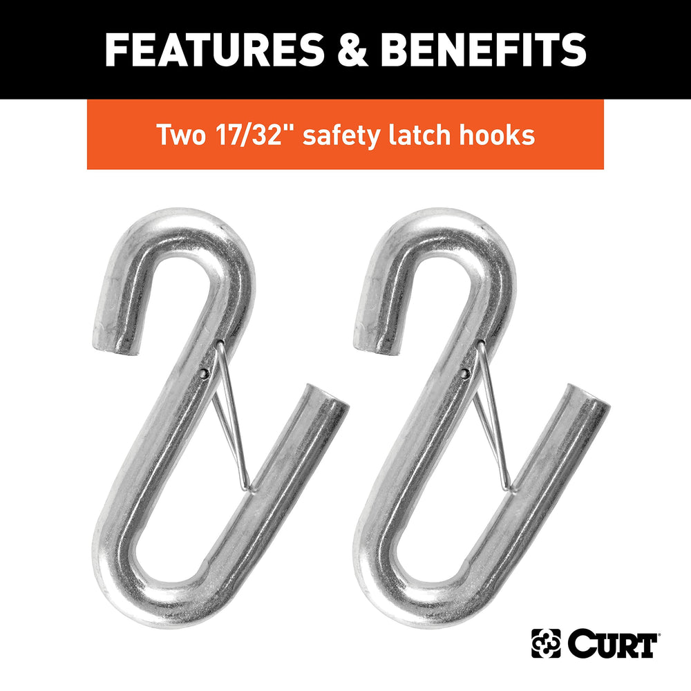 CURT 80176 pre-attached safety chain hooks demonstrate quick, secure connection.