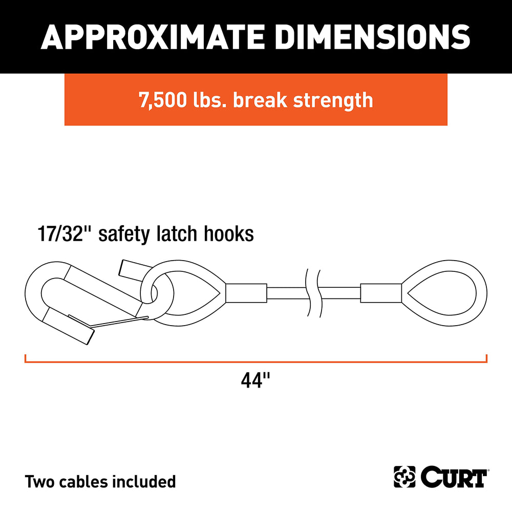 CURT 80176 safety cable assembly with vinyl coating reduces rust and handling noise.