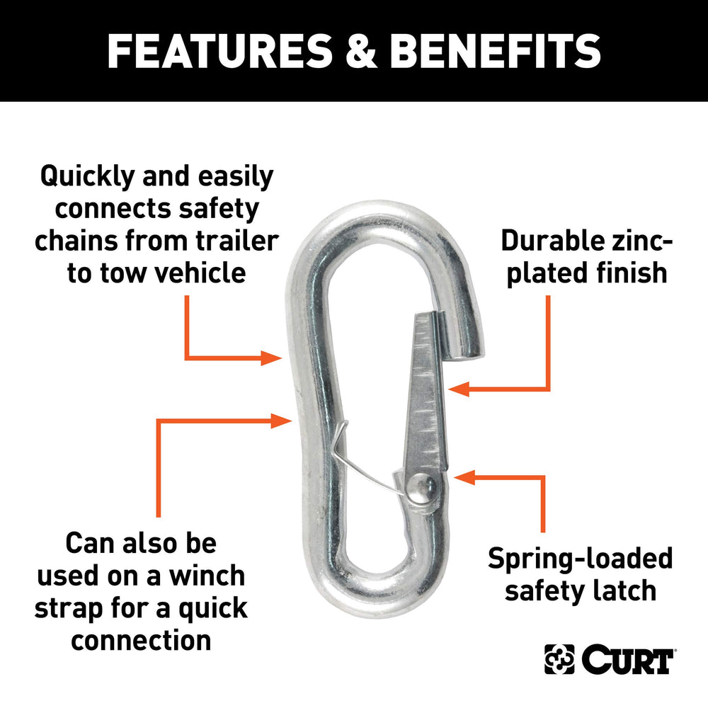 CURT 81277 snap hook 5,000 lb capacity demonstrated on tow setup