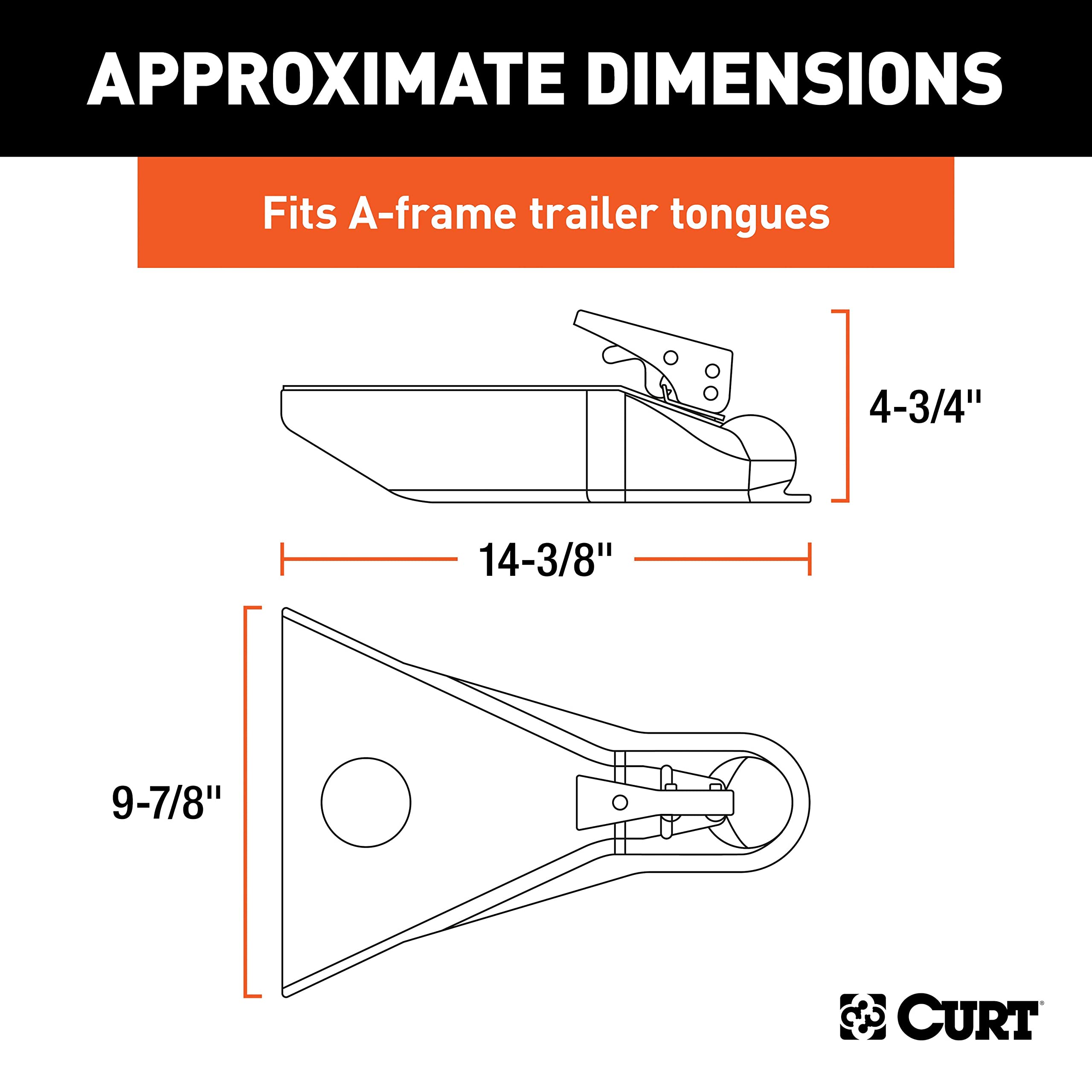 Curt A-frame coupler with Posi-Lock latch demonstrates quick, secure connection.
