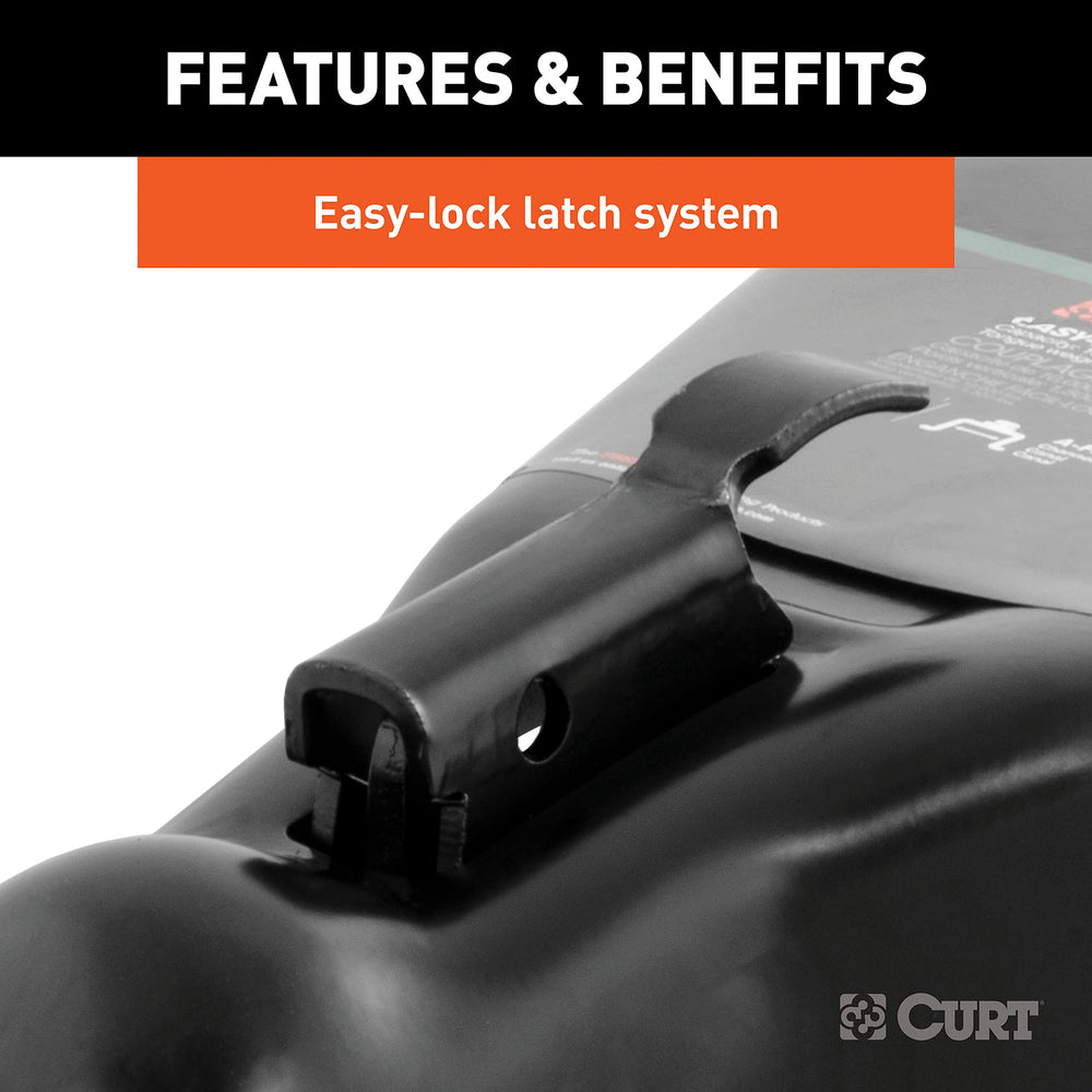 Zinc-plated CURT A-frame coupler with durable finish against weather