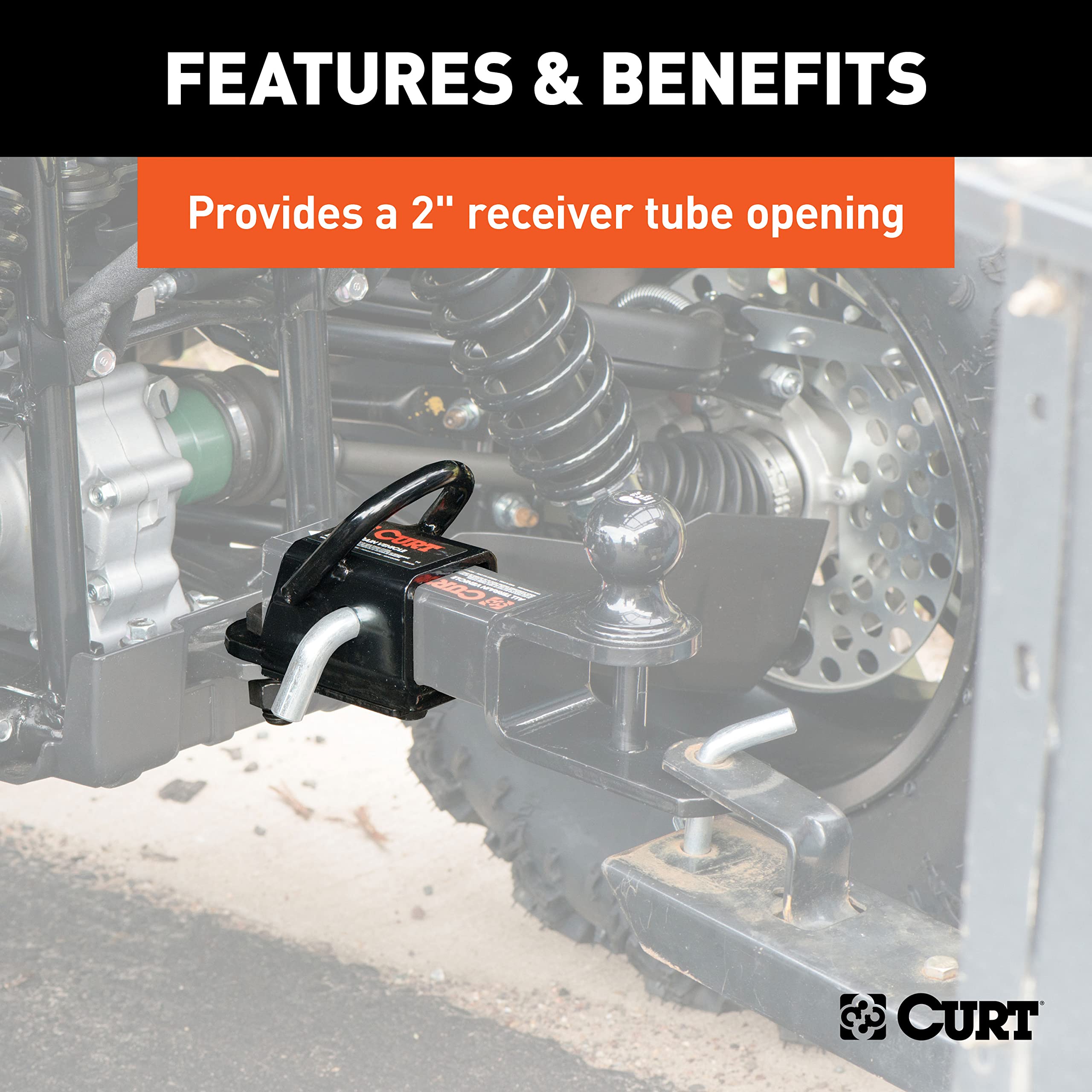 CURT ATV adapter black powder coat protects against elements