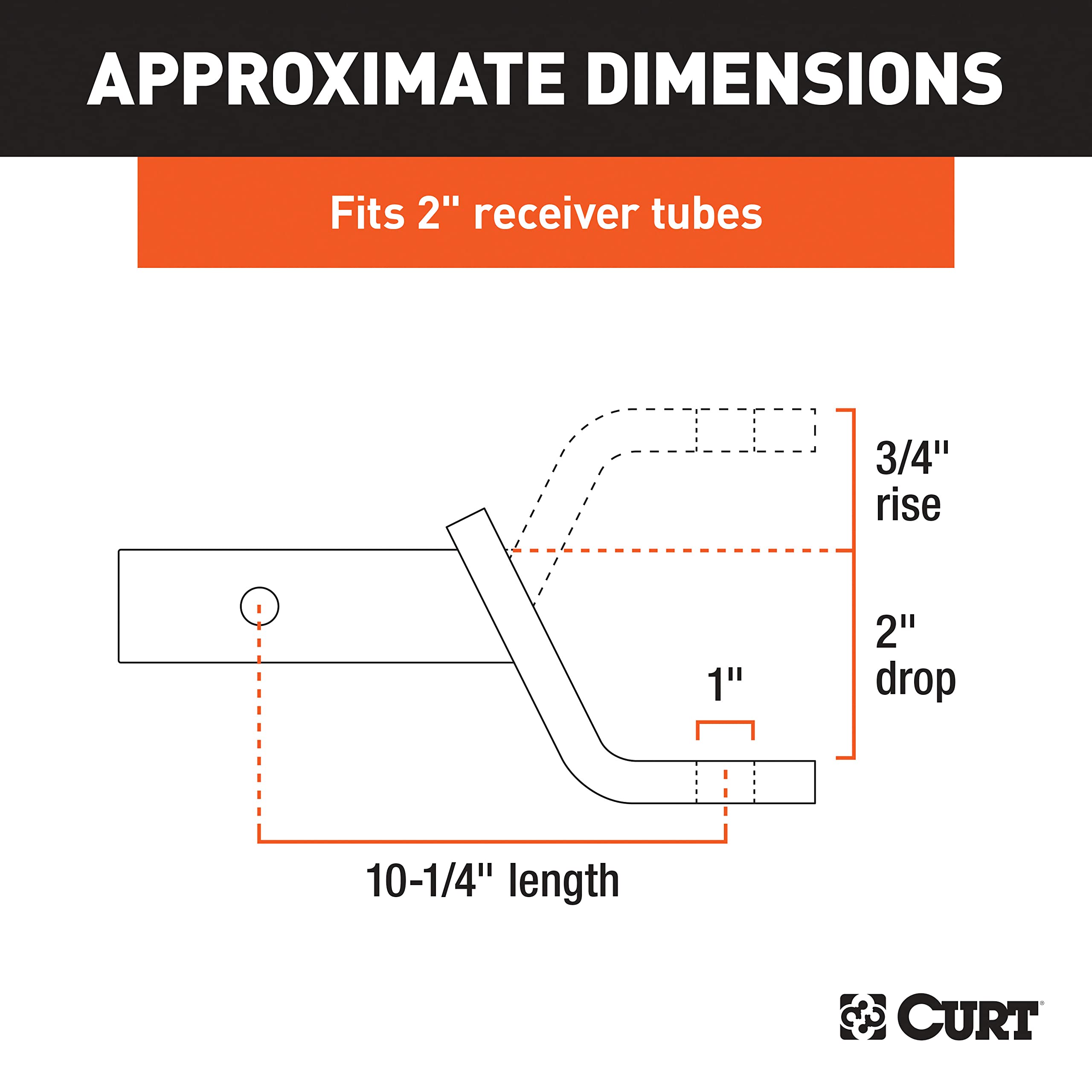 CURT ball mount with 1in hole ready for standard trailer ball.